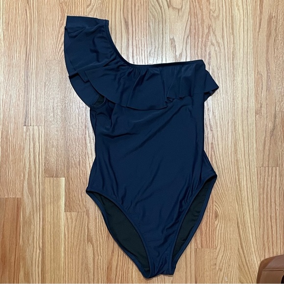 J. Crew Navy One-Shoulder Swim Suit - Picture 2 of 7